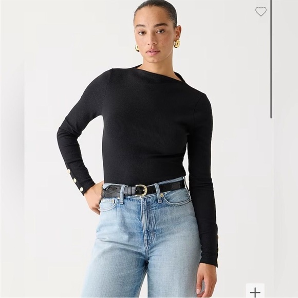 J. Crew Vintage Rib Split-Neck Long Sleeve T-Shirt with Buttons - Picture 1 of 10